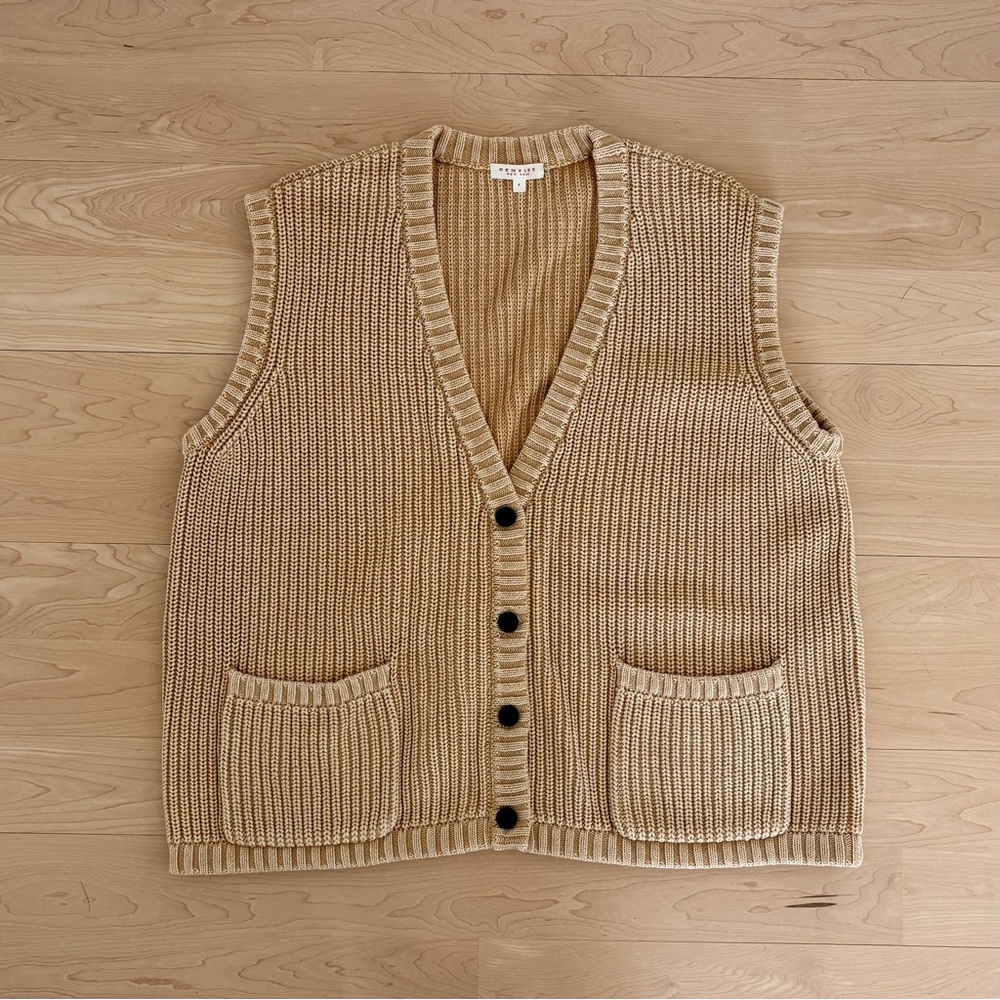 Tan Knitted Cardigan Vest